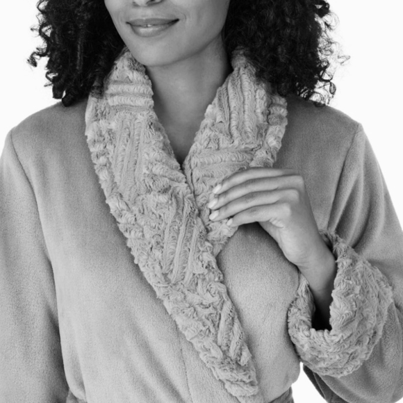 Carole Hochman Plush Robe Women's Medium Grey Sleepwear Lounge Robe New! - Picture 6 of 11